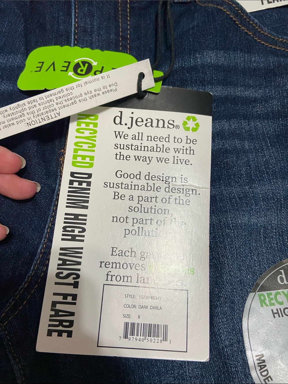 d. jeans NWT Women's High Waist Flared Dark Wash Denim Jeans Size 8 - Picture 4 of 7